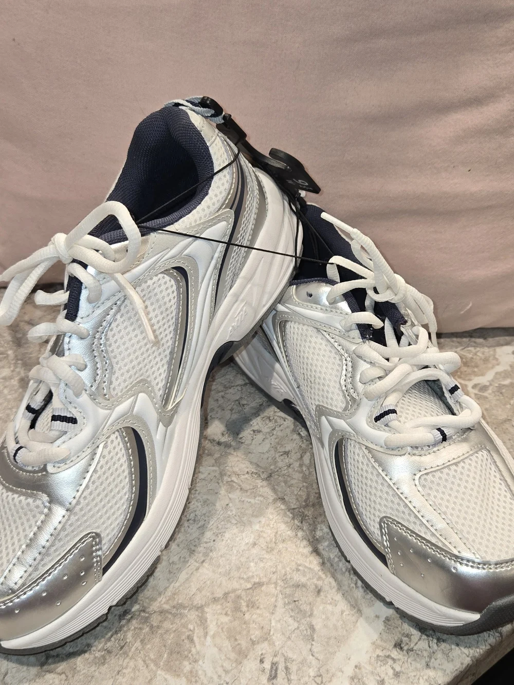 Avia White and Gray Women's Athletic Sneakers